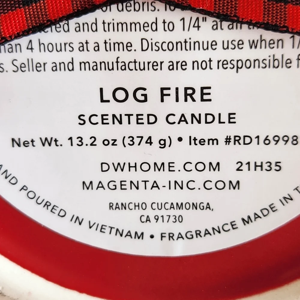 Rae Dunn by Magenta Log Fire Christmas Candle  13.2 oz